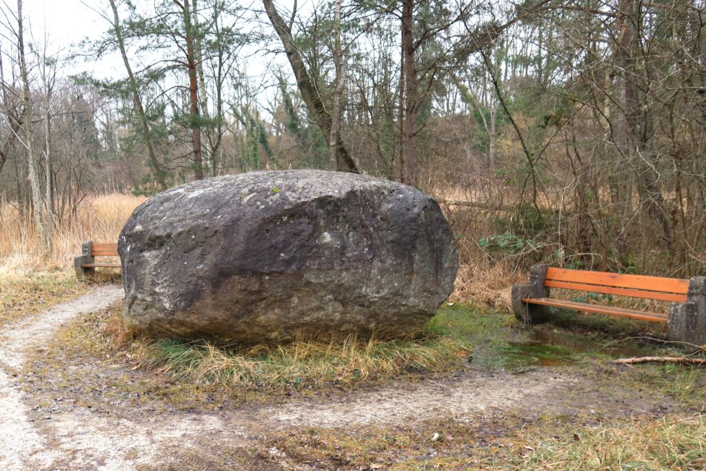 03.02.2025, Neuenburgersee: Der Hochzeitsfelsen / Pierre du Mariage / Pierre-à-glissade FR (s. beim Bericht für die Zihl)